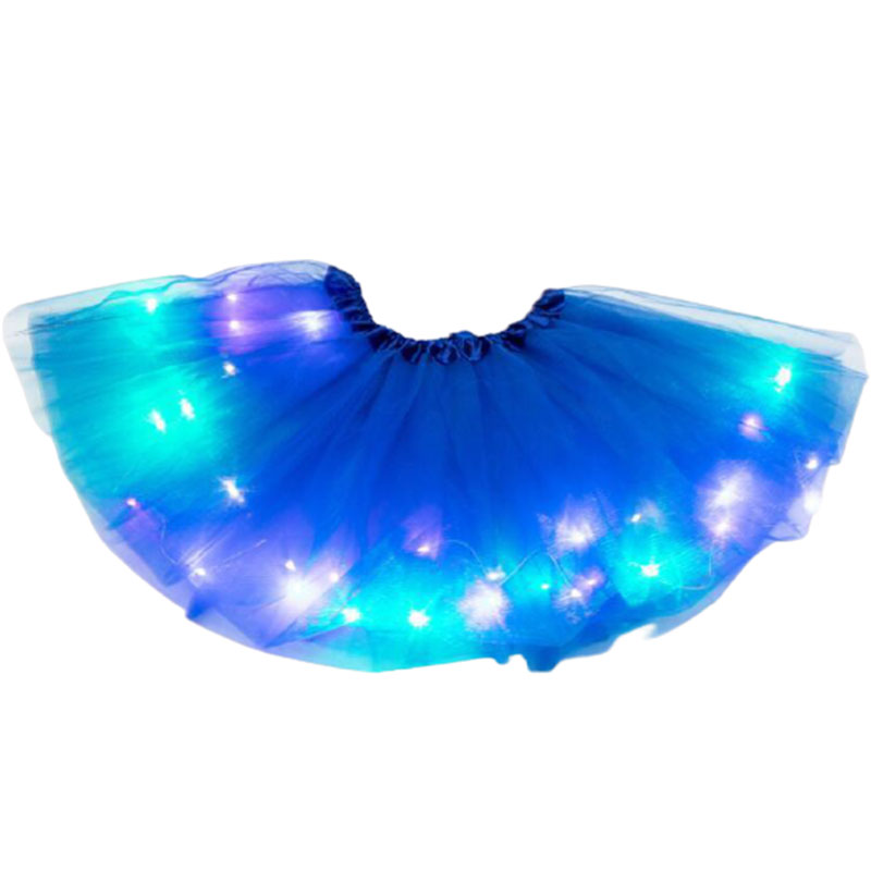 Girls Children Neon LED Tutu Party Prom Costume Wear Pleated Tulle To Light Up Christmas Halloween Skirts Gifts