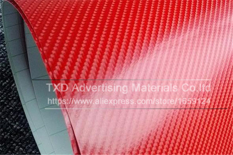 High Quality Red 4D Carbon Fiber Vinyl Wrap Film Air Bubble Free For Car decoration with Size:4"/8"/12"/16"/20"/24"X60"/Lot