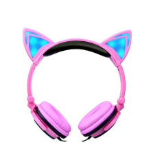 Lighting factory cat ear wired earphone for kids