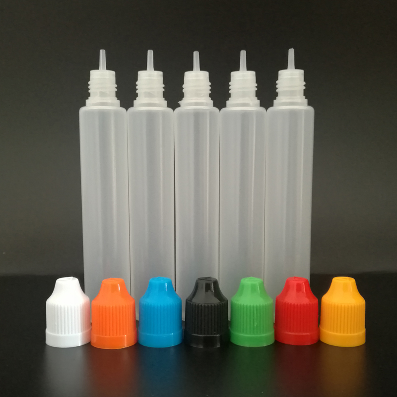 10Pcs 30ml/60ml LDPE Plastic Squeezable Pen Type Dropper Bottle E-Liquid Ink Childproof Cap Long Thin Tip Vape juices Containers