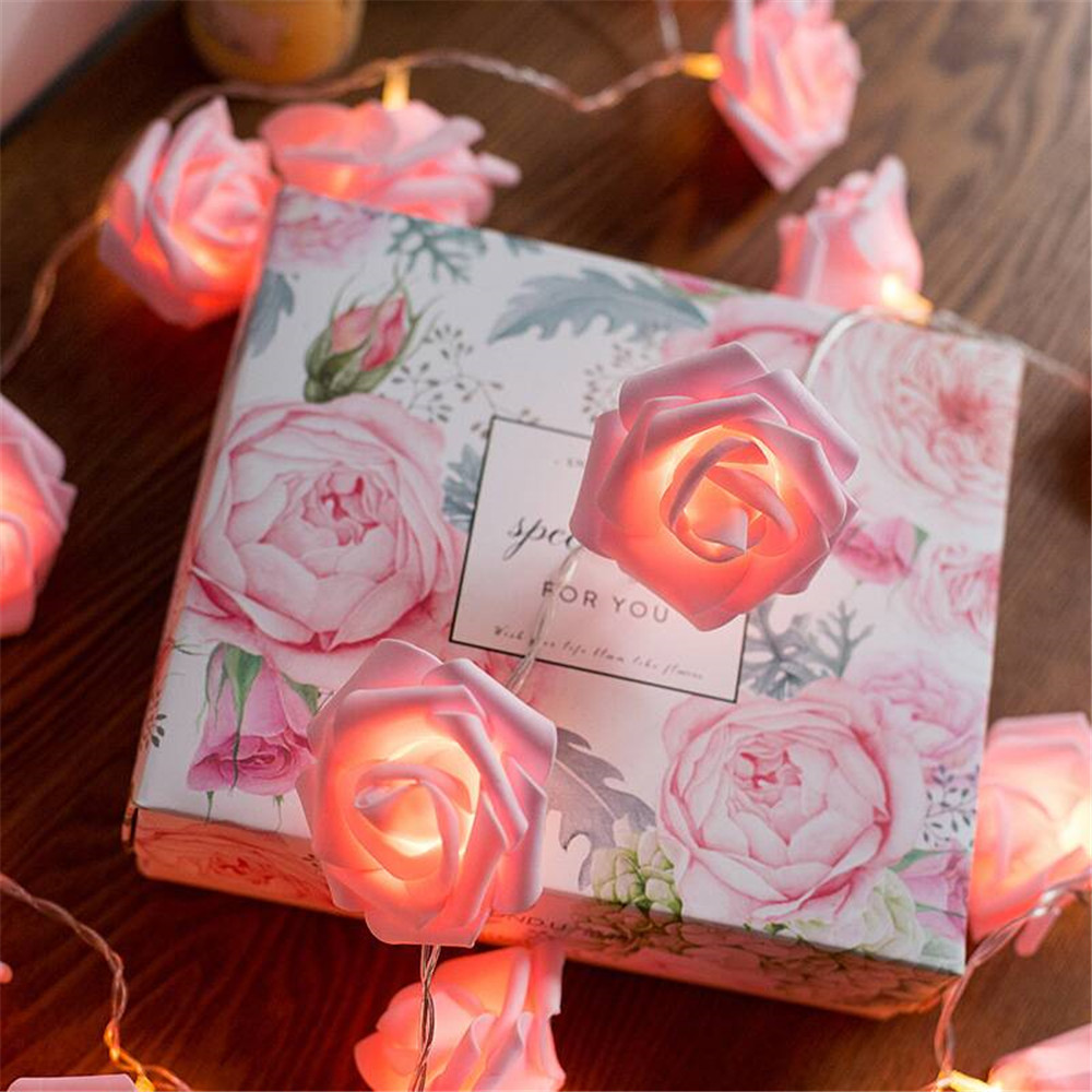 10/20/40leds Rose Flower String Lights Battery Rose Christmas Lights for Party Wedding Holiday Christmas Decoration Lamps