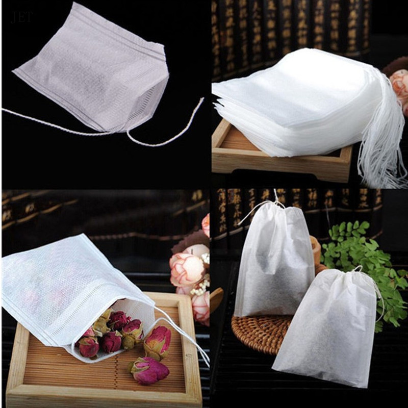 Tea Bags 100Pcs/Lot Empty Scented Drawstring Pouch Bag 5*7CM Seal Filter Cook Herb Spice Loose Coffee Pouches Bolsas de te