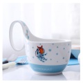 Creative Children's Water Cup Oat Meal Bowl Milk Cup Ceramic Coffee Mug with Cartoon Pattern and Handle 400ml Breakfast Cup