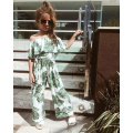 Fashion Girl Green Leaf Printing Romper Clothes Girls Summer One Pieces Outfits Children Clothing