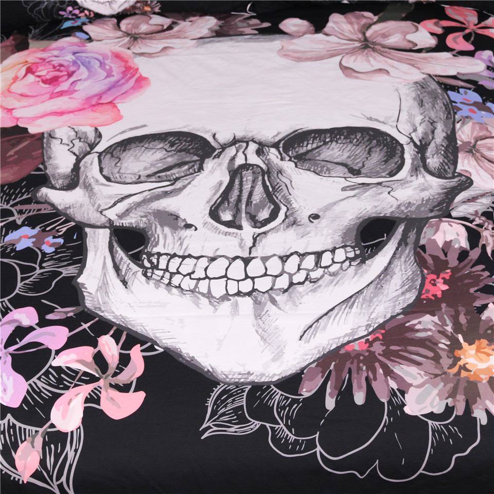 BeddingOutlet Sugar Skull and Floral Tapestry Flowers Printed Microfiber Wall Hanging Home Decor Bedlinen Sheet Art Carpet