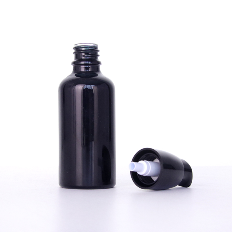 Glass Bottle With Black Smooth Lotion Pump3 Jpg