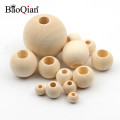 10-40mm Big Hole Natural Wooden Beads Lead-free Wood Round Balls For Jewelry Making Diy Children Teething Spacer Wood Crafts