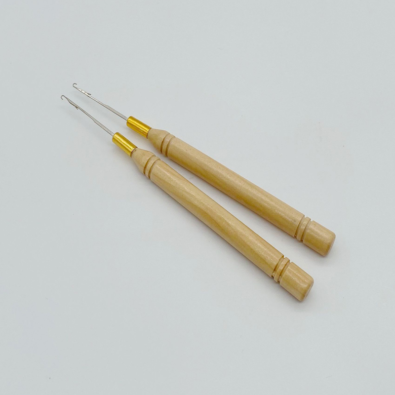 40 PCS/Lot Wood Hook Pulling Needle Micro ring hair extension tools Needle Threader
