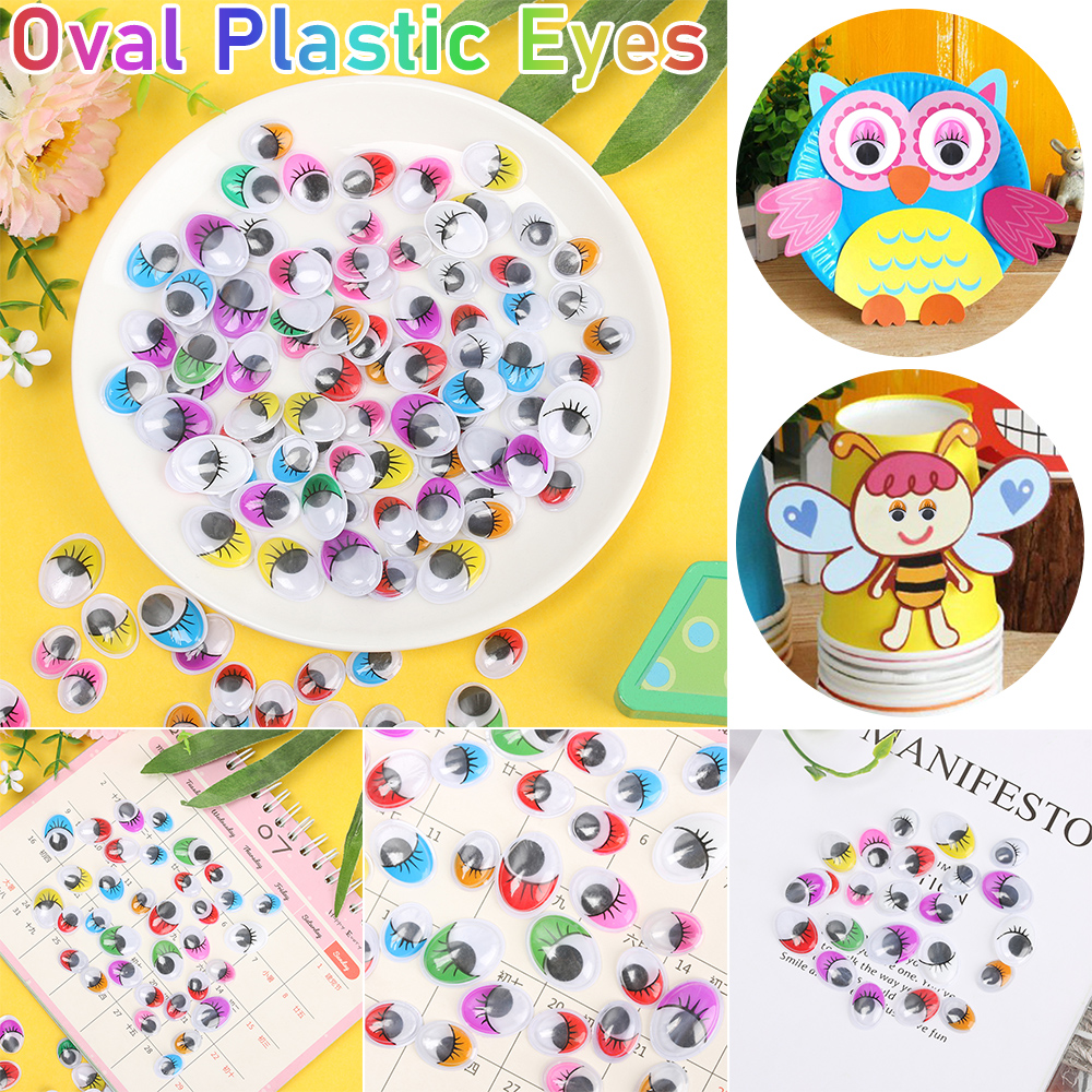 100Pcs Plastic Wiggling 3D Doll Eyes Oval Moving Eyes for DIY Toys Dolls Stuffed Animals Plush Eyes Handmade Toy Accessories