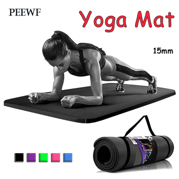 15mm Thick Yoga Mat With Carry Handle Non Slip Gym Exercise Mat Fitness Indoor Gymnastics Pilates Pads Ju4