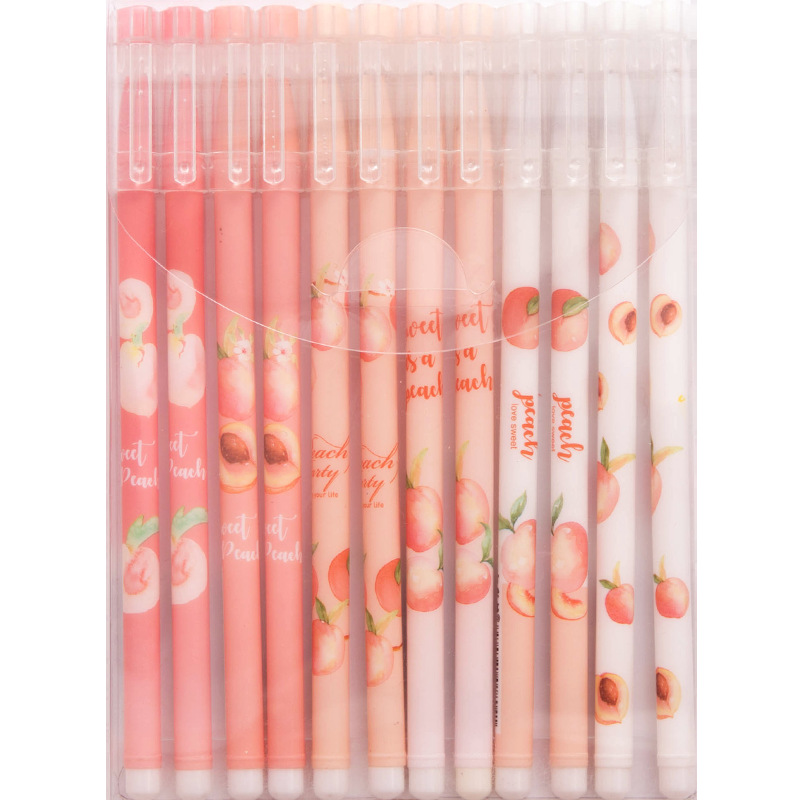 12Pcs/Set 0.5mm Gel Pen Peach Pen Kawaii Stationery School Supplies Avocado Gel Ink Pens for Office Supply Student Writing Tool