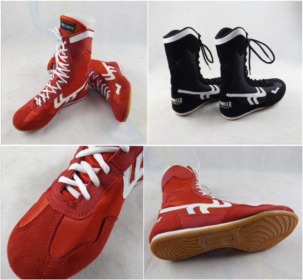 Sanda Martial arts wrestling shoes for men women training shoes rubber outsole lace up boots sneakers professional boxing shoes