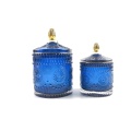 2021 hot sale sprayed colorful glass candle jar with lid rim/knob