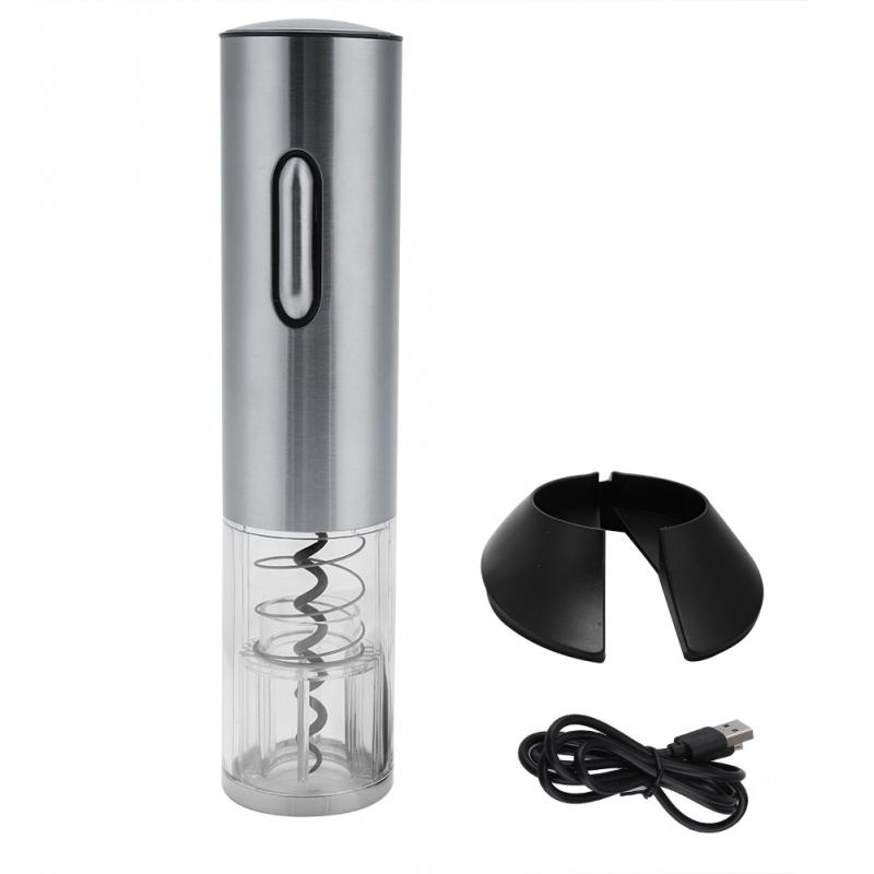 USB Rechargeable Stainless Steel Automatic Electric Wine Bottle Opener Corkscrew Foil Cutter