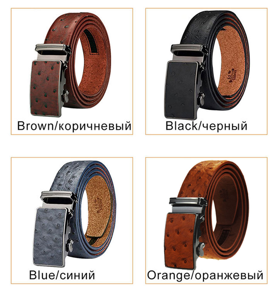Maikun Luxury Genuine Leather Belts for Men Belt Ostrich Grain Cowskin Automatic Buckle Belt Ceinture Homme Cinto Masculino