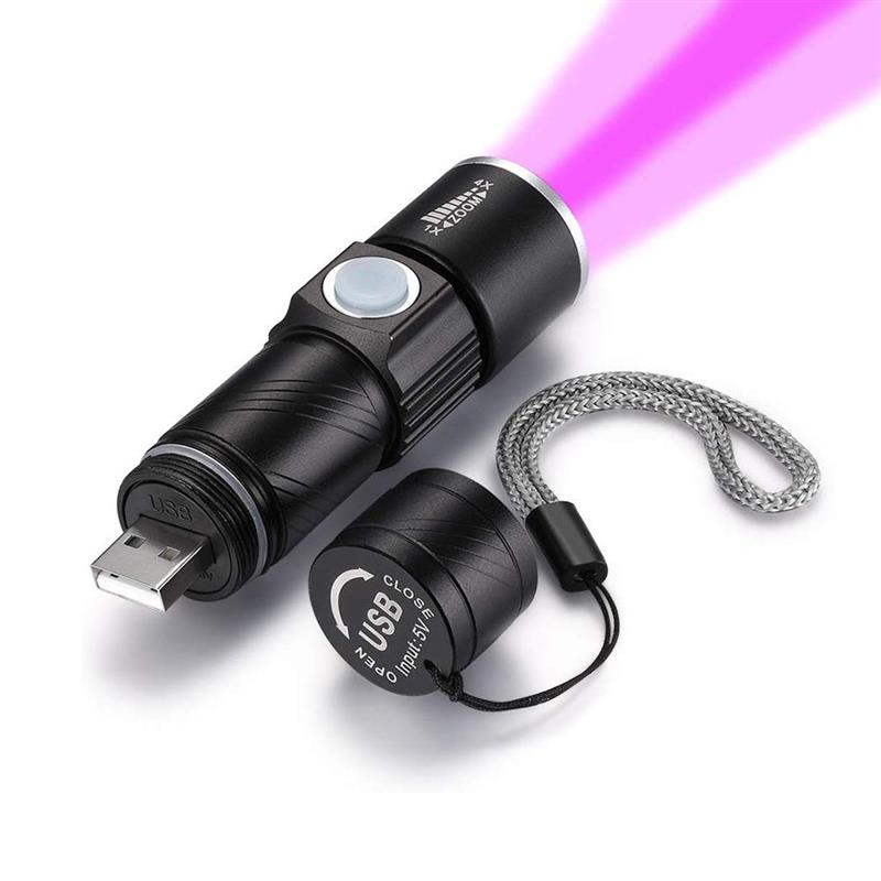 Mini Flashlight Torch Lamp Purple-Light Flashlight UV Flashlight Ultraviolet Rechargeable Outdoor Lighting Pet Urine Detector