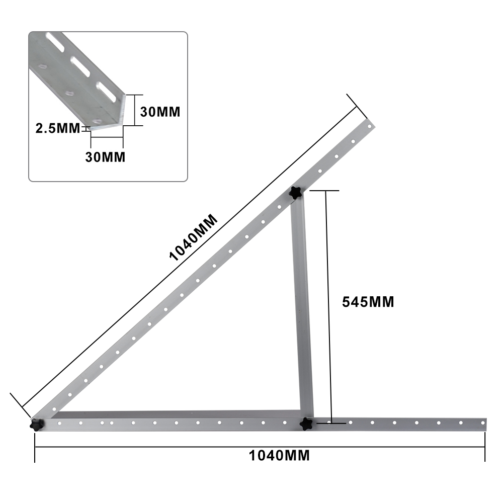 ECO-WORTHY Adjustable Angle Solar Panel Tilt Mount Brackets support to 100 Watt Solar Panel for Any Flat Surface Roof, RV, Boat