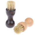 1pcs Wooden Handle Shoes Shine Brush Polish Bristle Hair Buffing Brush Mini Gourd Shoes Oil Brush Dropshipping