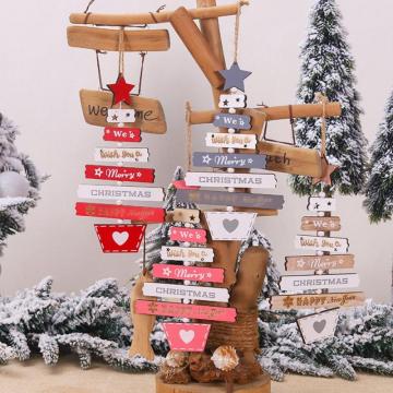 2020 Christmas Wooden Pendant Sign Door Christmas Decor For Home Hanging Ornament Xmas Tree Supplies New Year Party Xmas Decor