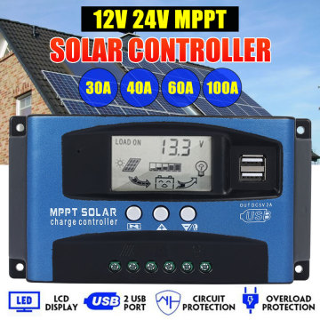 MPPT Solar Charge Controller 30A 40A 60A 100A Backlight LCD Display 12V/24V Solar PWM Controller RV Home