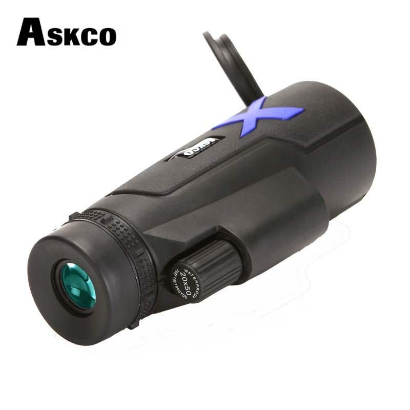 Excellent Askco 20x50 Monocular Telescope Bak4 Prism Optics Outdoor Camping Hunting Binoculars Bird Watching Travel Telescope