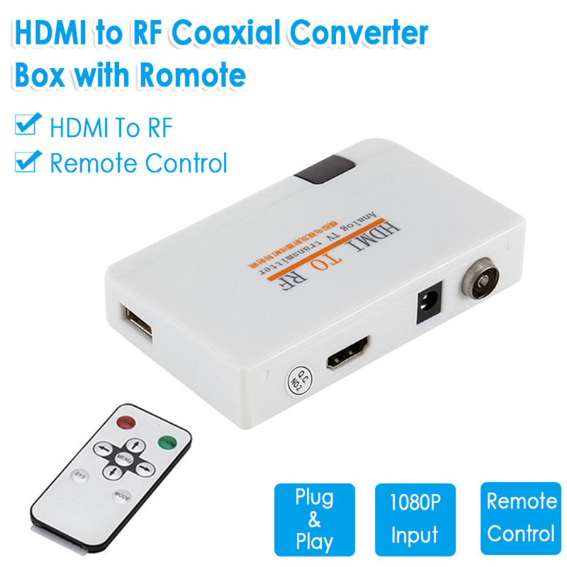For TV Converting TV Transmitter Box HDMI-compatible To RF Coaxial Converter Box Adapter Cable with Remote Control Power