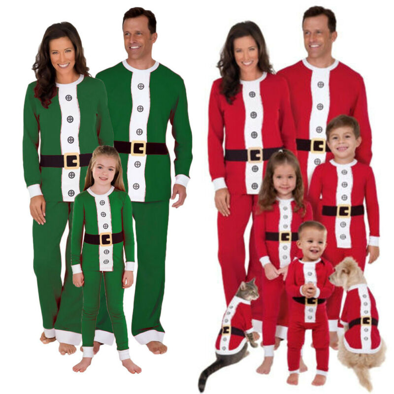 Pudcoco Family Matching Outfits Christmas Pajamas Set Xmas Pjs Matching Pyjamas Adult Kids Xmas Sleepwear Cotton Clothes