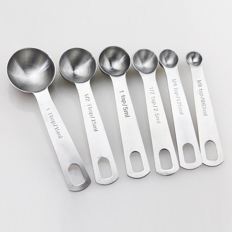 6pcs/set Measuring Spoons Stainless Steel Seasoning Coffee Tea Measuring Spoons With Scale Bakery Tool Kitchen Baking Supplies
