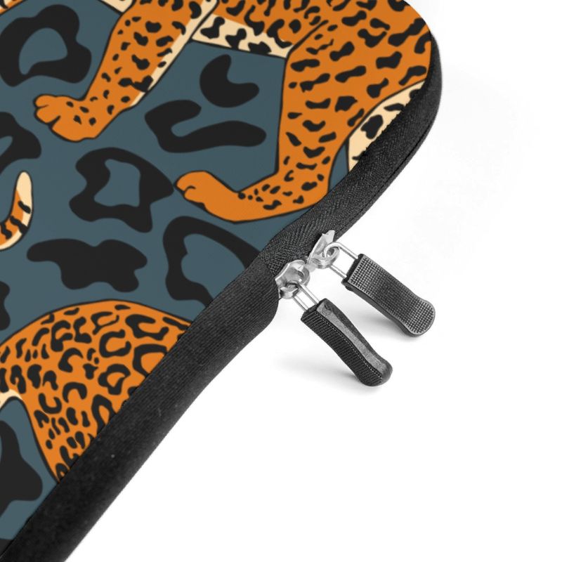Animal Brown Leopard Laptop Bag Customized Printed Tablet Carrying Case Anti-scratch Neoprene Laptop Handbag for Girls Boys whit