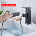 Bathroom Basin Copper Faucet Pull Out Sink Faucets Hot and Cold Water Mixer Crane Square Basin Sink Taps Chrome Finished ELB90