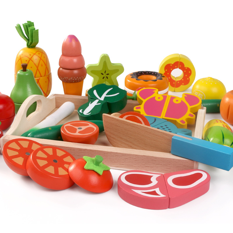 Children Kitchen Toys Montessori Cut Fruits Vegetables Toys Wooden Classic Game Simulation Pretend Play House Educational Toy