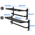 Xueqin 490/590mm Alumimum Black Foldable Towel Holder Towel Shelf Wall Mounted Bathroom Towel Rack Storage Hanger Shelf