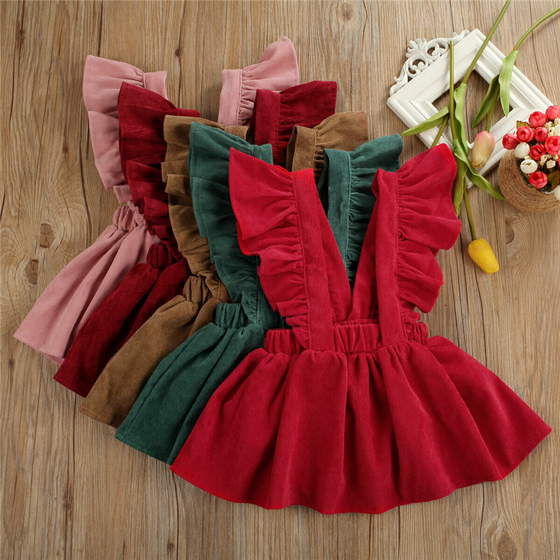 Summer New Toddler Baby Kids Girl Strap Skirt Suspender Casual Outfit Clothes Mini Skirt 1-6T Corduroy 7 Color Harness Skirt