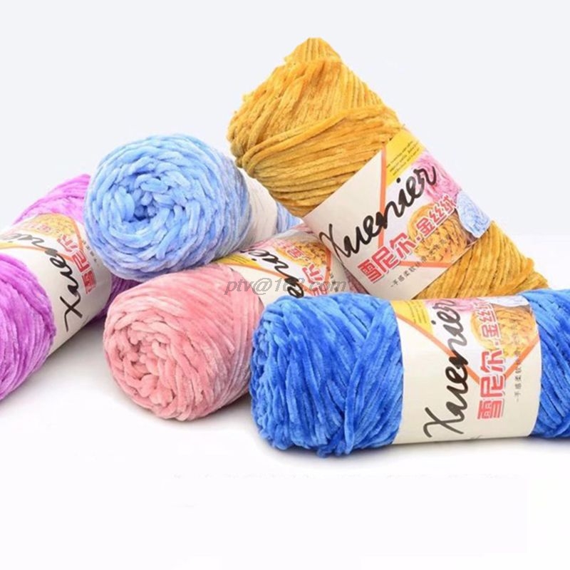 100g Chenille Velvet Yarn Soft Wram Solid Color Hand-Knitted Thick Crochet Thread for DIY Craft Scarf Sweater Blanket