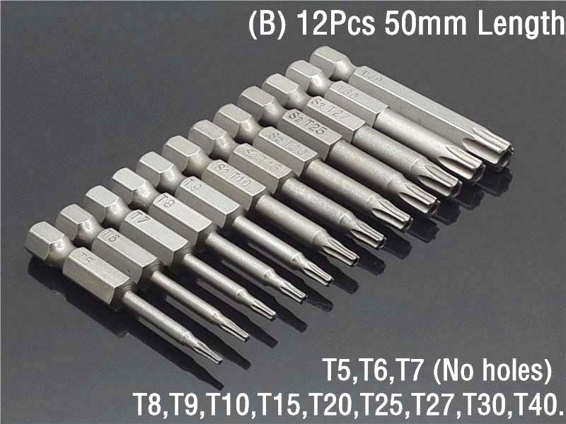 50mm 8Pcs OR 12Pcs Set Security Tamper Proof Magnetic Screwdriver Drill Bit Screw Driver Bits Hex Torx Flat Head 1/4" Hand Tools