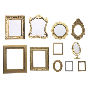 1:12 Scale Photo Frames Retro Mirror for Dollhouse Decor DIY Vintage Ornament Furniture European Style Doll House Accessories