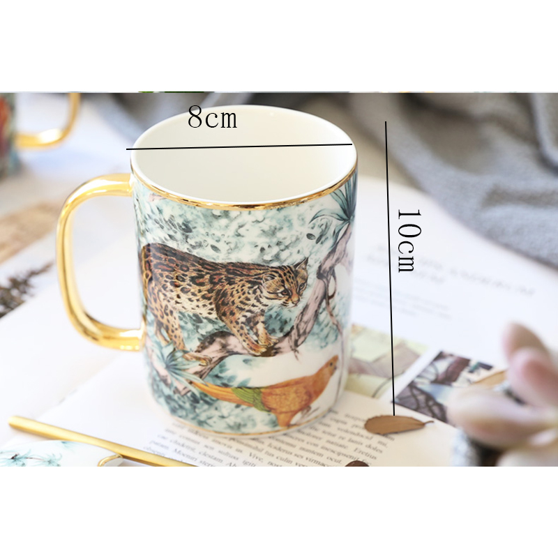 Nordic Art Luxury Ceramic Animal Mug Modernminimalist Home Afternoon Tea Coffee Milk Fruit Tea Instant Beverage Cup Withlidspoon