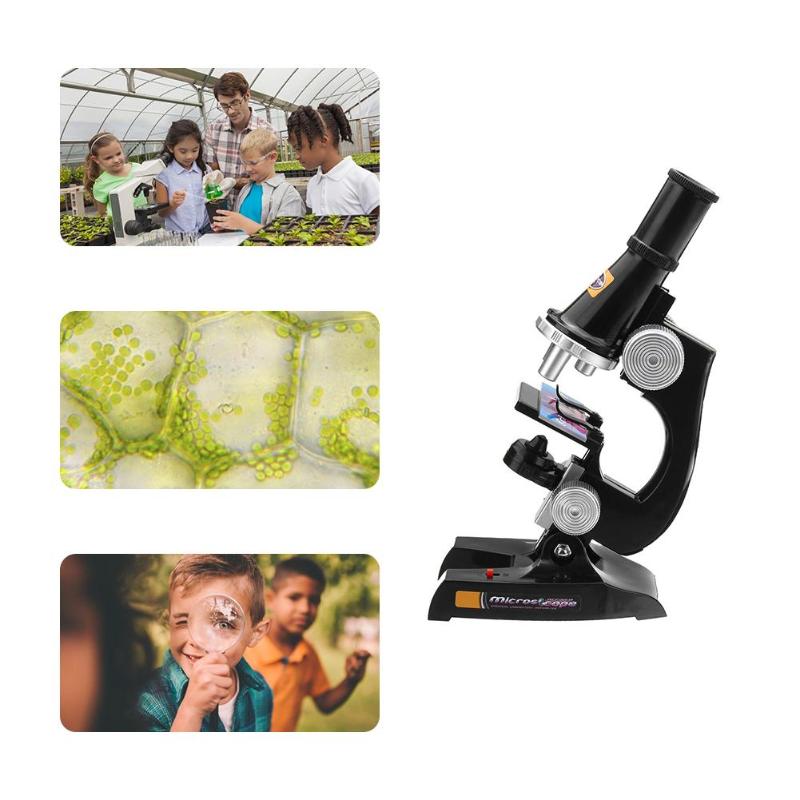 Microscope Kit Lab Led 100X/200X/450X Homeschool Science Educational Toy Gift Refined Biological Microscope For Kid Child