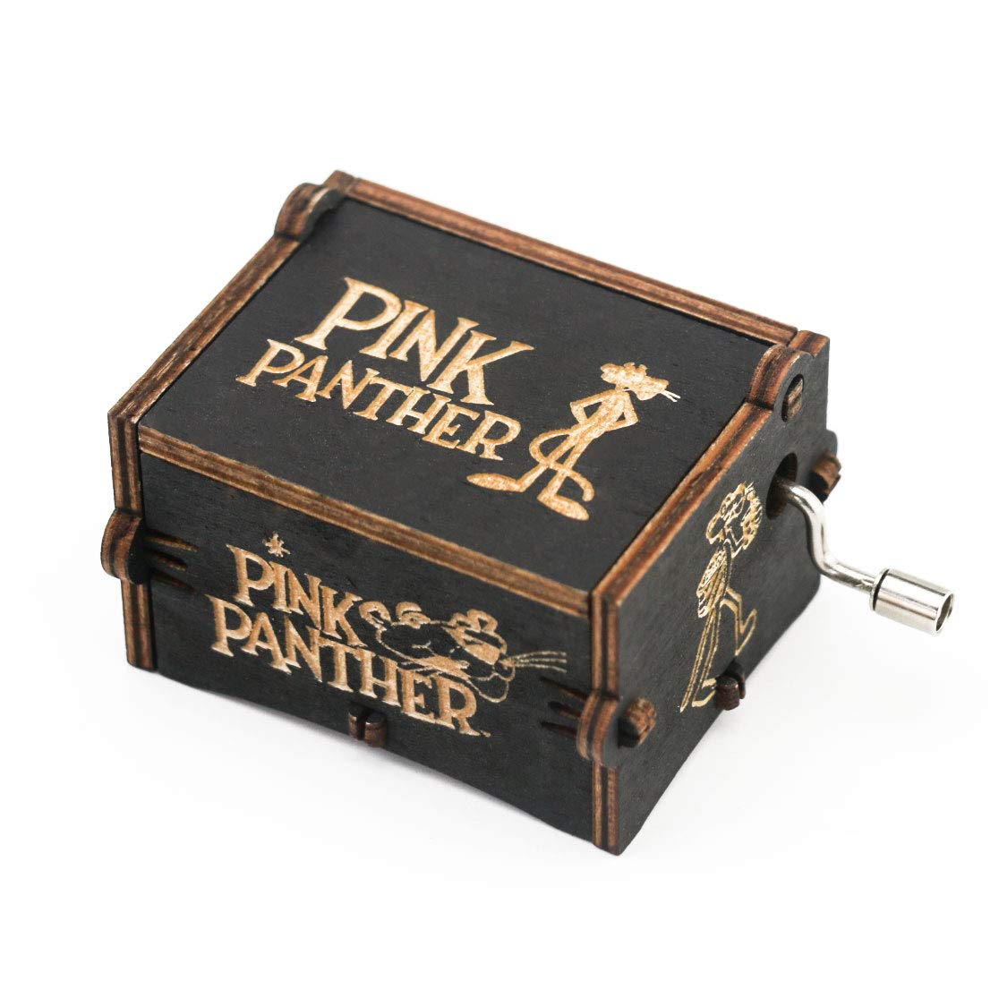 Pink Panther Music Box Hand Crank Carved Wooden Musical Box,Musical Gift,Play Pink Panther Theme wooden music box