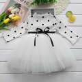 Baby Girls Autumn Winter Cotton Long Sleeves Dress Toddler Kids Polka Dot Birthday Party Tutu Vestidos Children Lace Clothing