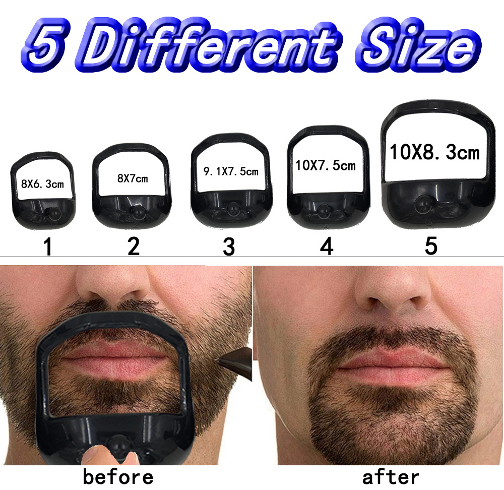 New 5 Pcs Men Tool Template Guide Design Mustache Beard Goatee Shaving Shaper Style Beard Comb Perfect Shape Transparent Styling