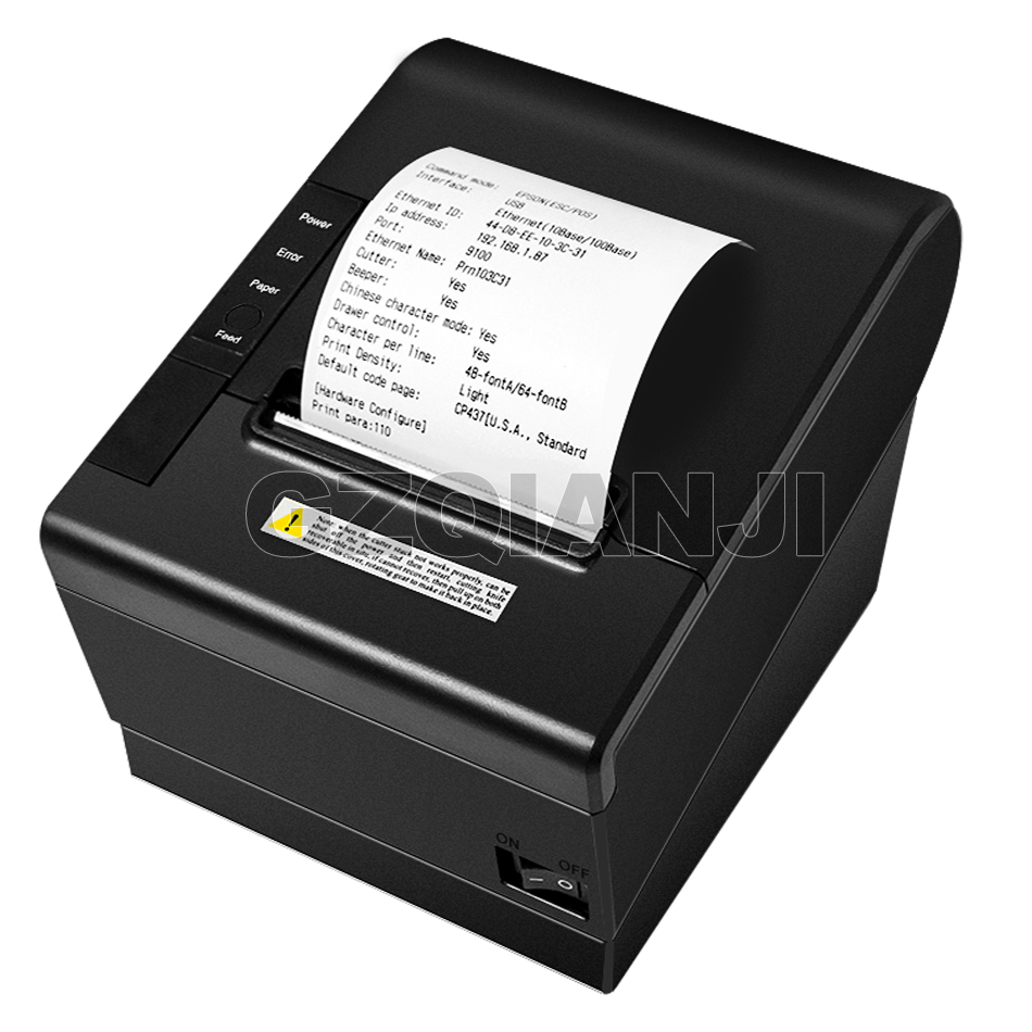 Pos Bill printer 80mm thermal receipt Small ticket barcode printerT Auto Cutting Restaurant Kitchen Printer USB Lan Serial Port