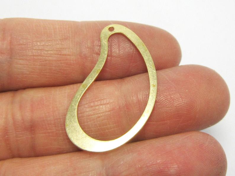 Brass charms 31x27.5mm Bean kidney Raw brass oval earring charms -10pcs R786