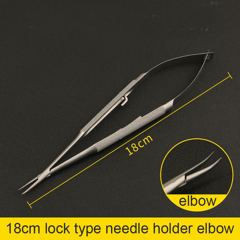 Lock-type needle holder microsurgery needle device stainless steel fine needle holder