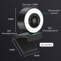 2K HD Webcam Auto Focus USB Web Camera Rotatable Web Cam With Dual Microphones & Ring Fill Light For PC Laptop Computer