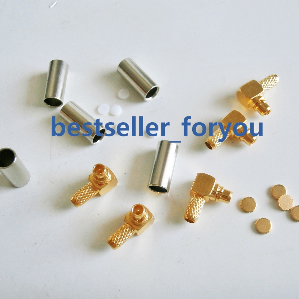 MMCX Crimp Male Plug RA Right Angle RF Connector For LMR100 RG316 RG174 Wholesale