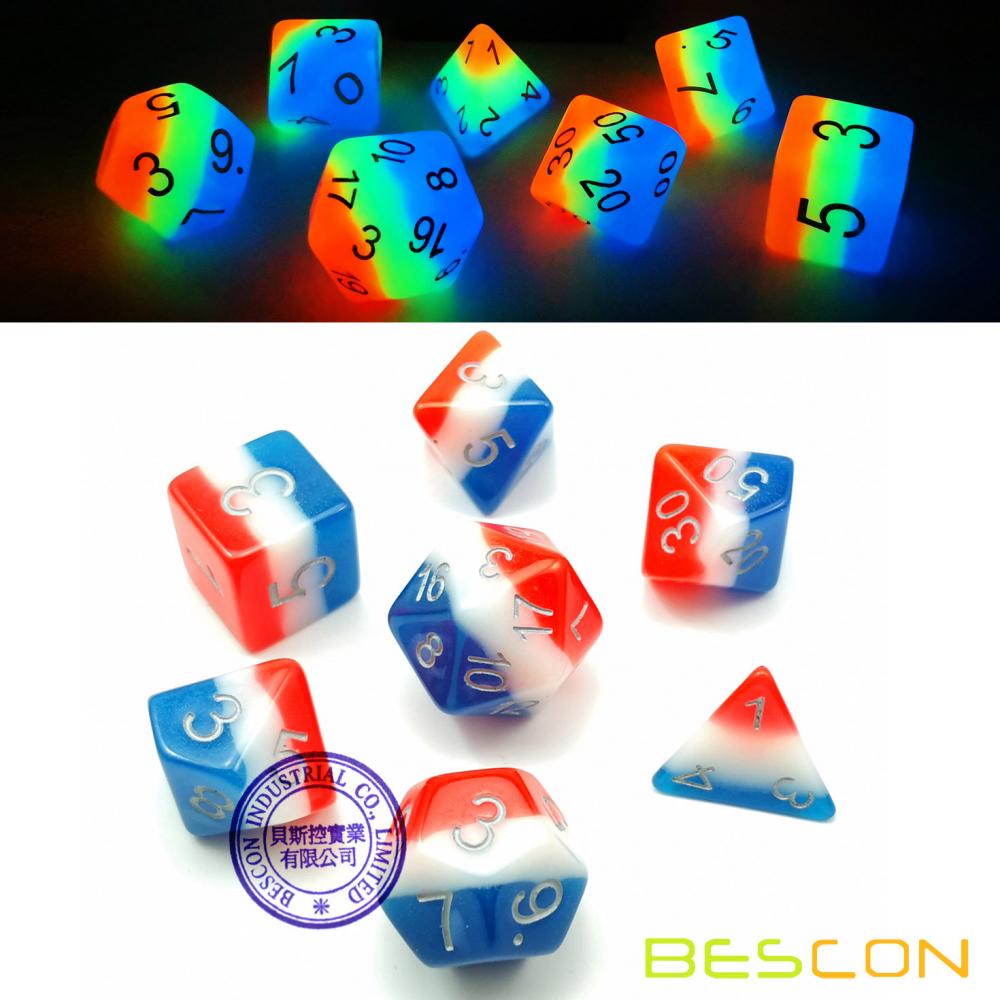 French Kiss Glowing Dnd Game Dice Set 1