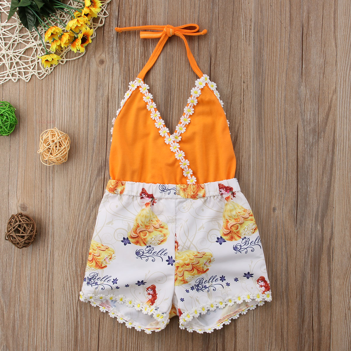 2019 Baby Summer Clothing Newborn Infant Baby Girl V Neck Floral Romper Jumpsuit Sleeveless Backless Sunsuit Patchwork Clothes