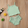 Citgeett Summer Solid Toddler Baby Girl Clothes Vest Top T-Shirt Pants Shorts 2Pcs Outfit Sets