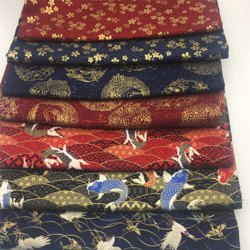 150cm width Japanese kimono fabric flower Sliver gold foil print cotton Fabric Cloth Garments Crafts Accessories BH10-3